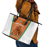 Ivory Coast Football Leather Tote Bag 2026 Cote d'Ivoire Les Elephants Orange Version - Wonder Print Shop