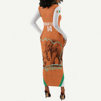 Custom Ivory Coast Football Long Sleeve Bodycon Dress 2026 Cote d'Ivoire Les Elephants Orange Version - Wonder Print Shop