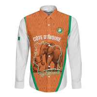 Custom Ivory Coast Football Long Sleeve Button Shirt 2026 Cote d'Ivoire Les Elephants Orange Version - Wonder Print Shop