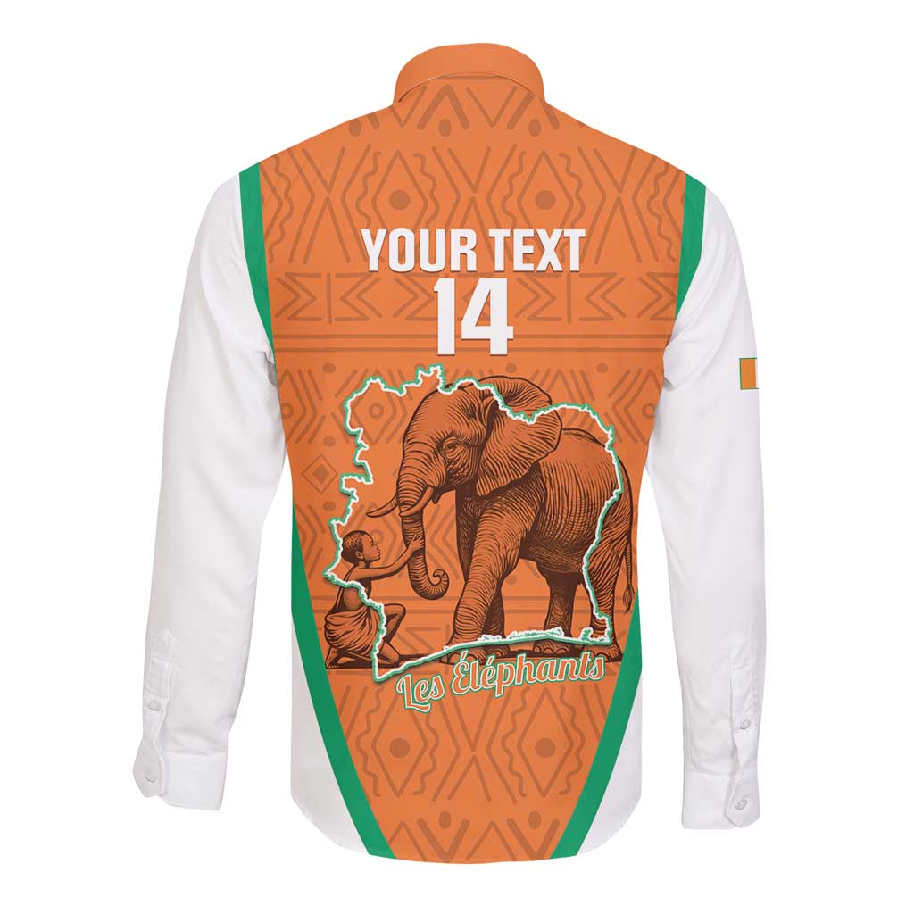 Custom Ivory Coast Football Long Sleeve Button Shirt 2026 Cote d'Ivoire Les Elephants Orange Version - Wonder Print Shop