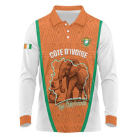 Custom Ivory Coast Football Long Sleeve Polo Shirt 2026 Cote d'Ivoire Les Elephants Orange Version - Wonder Print Shop