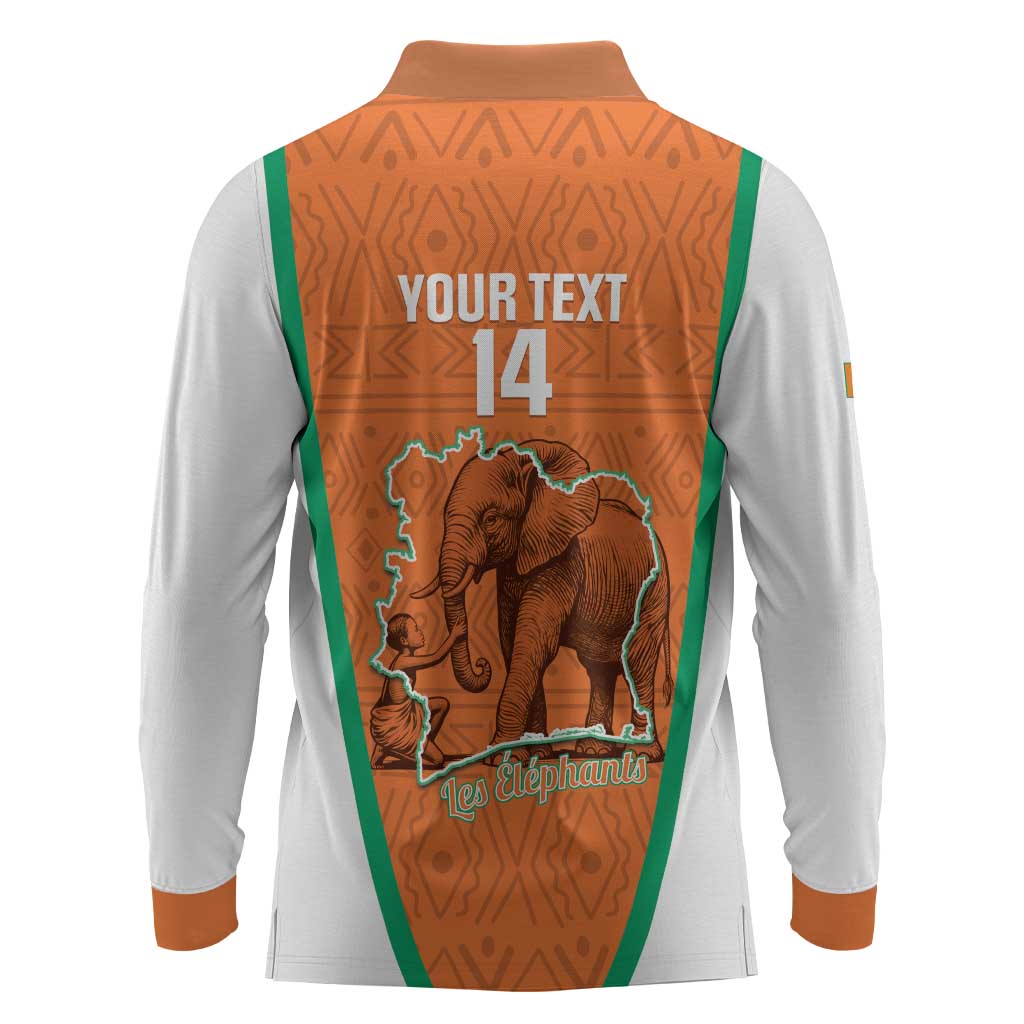 Custom Ivory Coast Football Long Sleeve Polo Shirt 2026 Cote d'Ivoire Les Elephants Orange Version - Wonder Print Shop