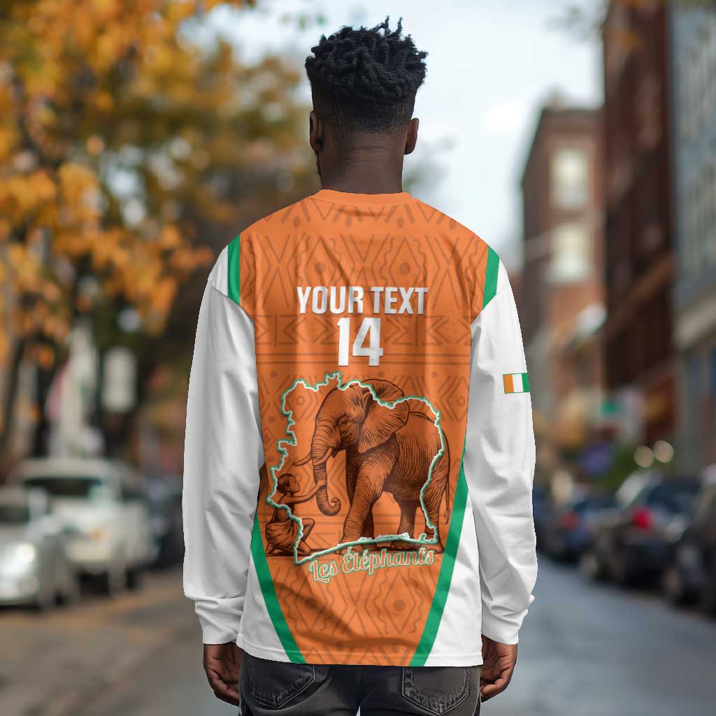 Custom Ivory Coast Football Long Sleeve Shirt 2026 Cote d'Ivoire Les Elephants Orange Version - Wonder Print Shop