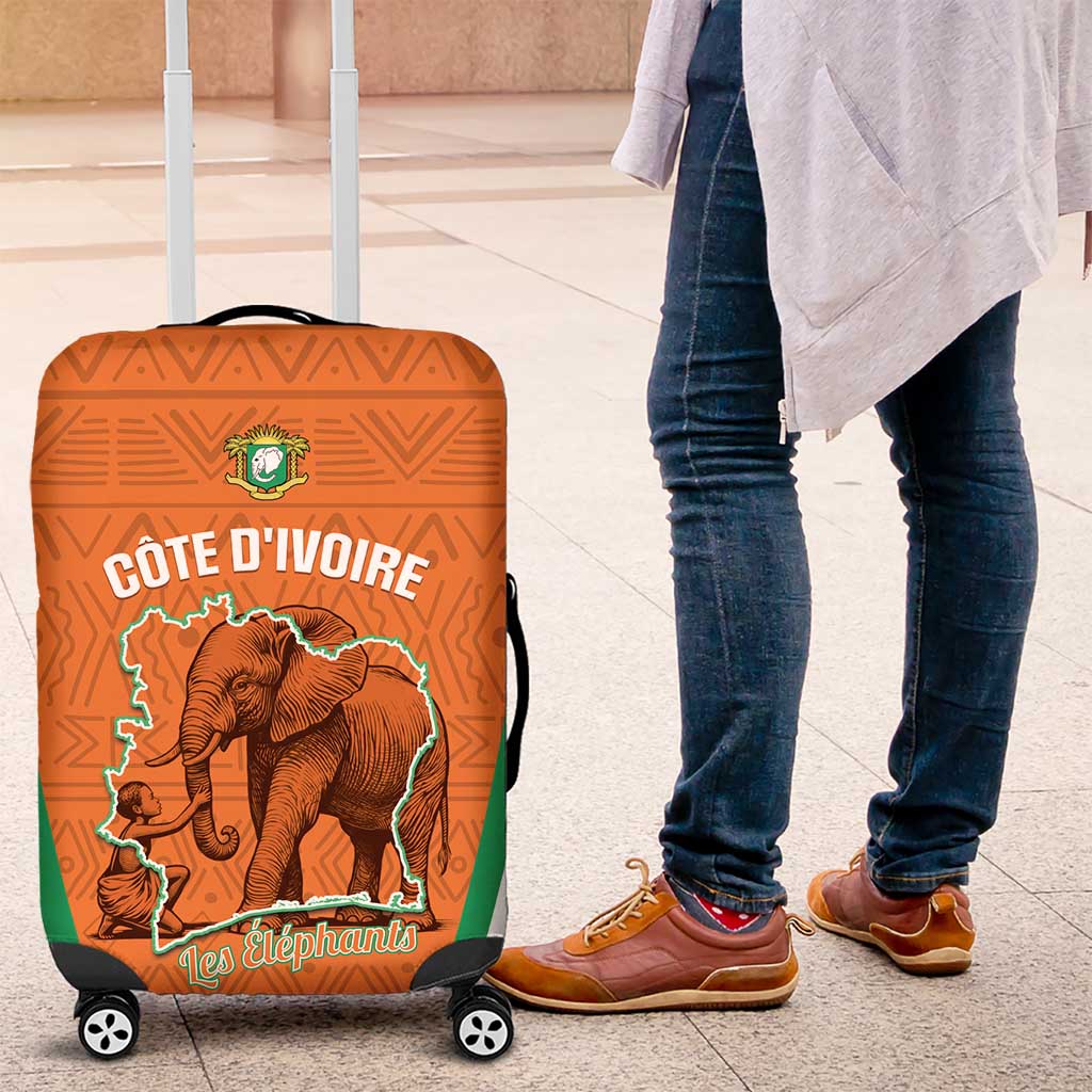 Ivory Coast Football Luggage Cover 2026 Cote d'Ivoire Les Elephants Orange Version - Wonder Print Shop