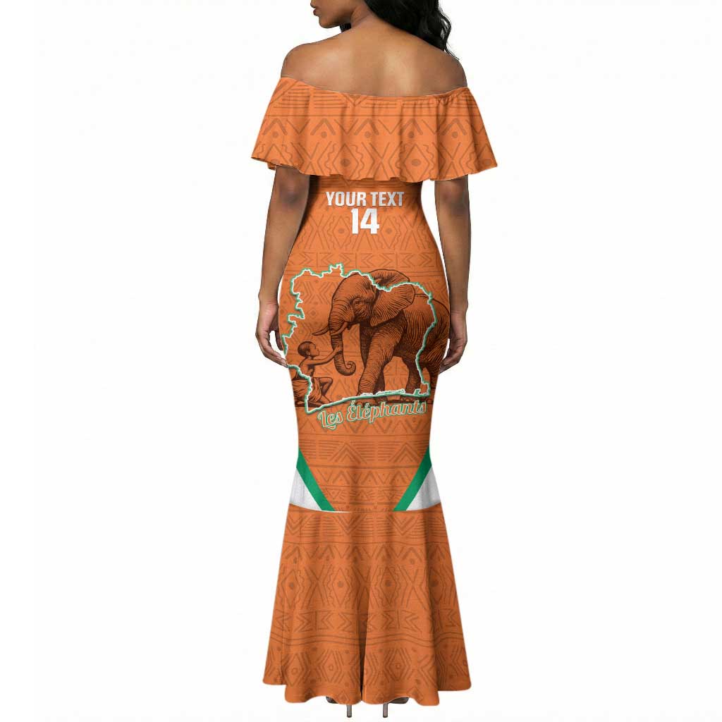 Custom Ivory Coast Football Mermaid Dress 2026 Cote d'Ivoire Les Elephants Orange Version LT14