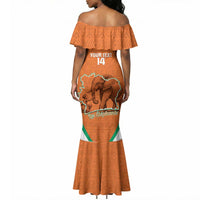 Custom Ivory Coast Football Mermaid Dress 2026 Cote d'Ivoire Les Elephants Orange Version LT14