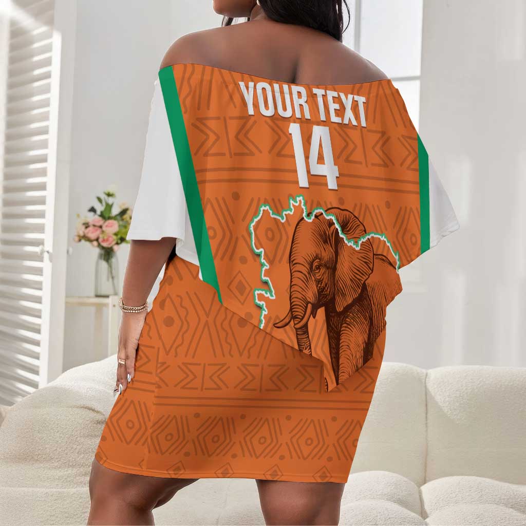 Custom Ivory Coast Football Off Shoulder Short Dress 2026 Cote d'Ivoire Les Elephants Orange Version - Wonder Print Shop