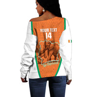 Custom Ivory Coast Football Off Shoulder Sweater 2026 Cote d'Ivoire Les Elephants Orange Version - Wonder Print Shop