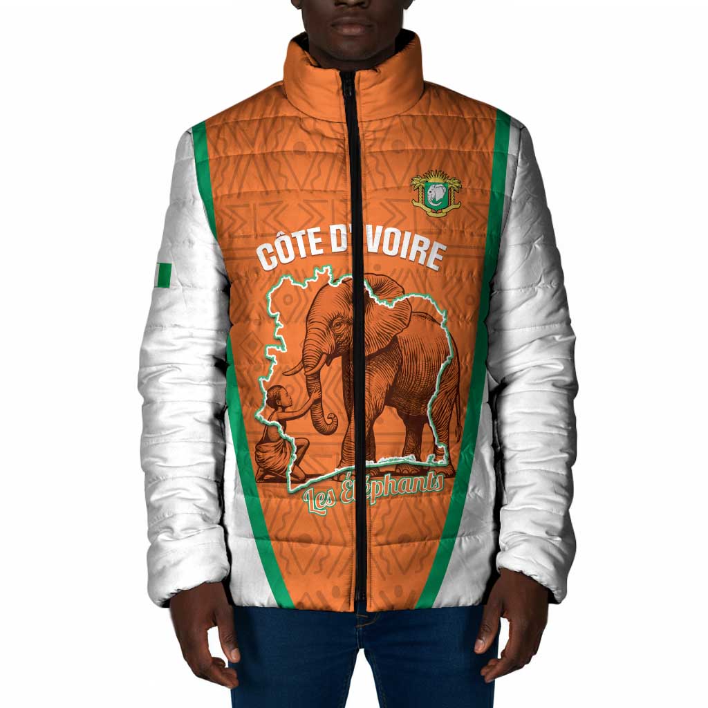 Custom Ivory Coast Football Padded Jacket 2026 Cote d'Ivoire Les Elephants Orange Version - Wonder Print Shop
