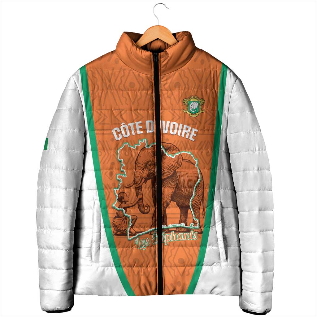 Custom Ivory Coast Football Padded Jacket 2026 Cote d'Ivoire Les Elephants Orange Version - Wonder Print Shop