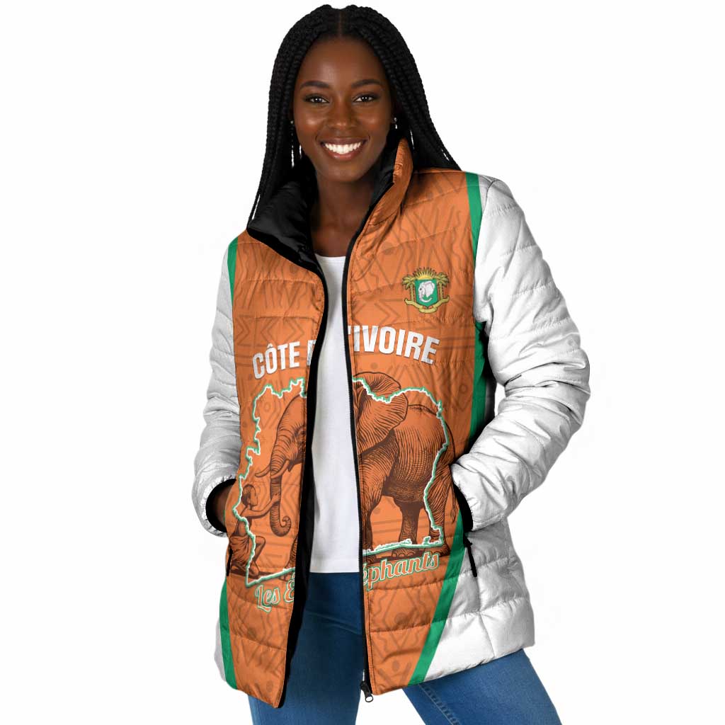 Custom Ivory Coast Football Padded Jacket 2026 Cote d'Ivoire Les Elephants Orange Version - Wonder Print Shop
