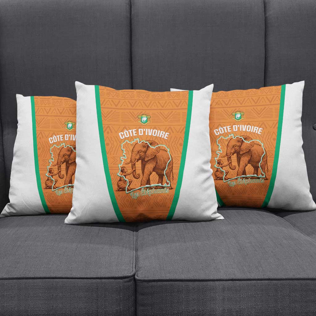 Ivory Coast Football Pillow Cover 2026 Cote d'Ivoire Les Elephants Orange Version - Wonder Print Shop