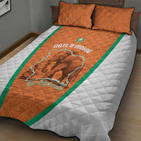 Ivory Coast Football Quilt Bed Set 2026 Cote d'Ivoire Les Elephants Orange Version - Wonder Print Shop