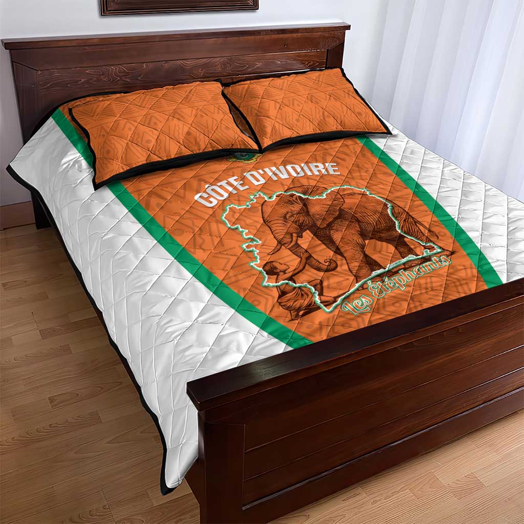 Ivory Coast Football Quilt Bed Set 2026 Cote d'Ivoire Les Elephants Orange Version - Wonder Print Shop