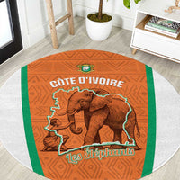 Ivory Coast Football Round Carpet 2026 Cote d'Ivoire Les Elephants Orange Version - Wonder Print Shop