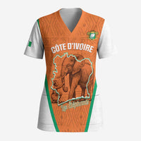 Custom Ivory Coast Football Scrub Top 2026 Cote d'Ivoire Les Elephants Orange Version - Wonder Print Shop