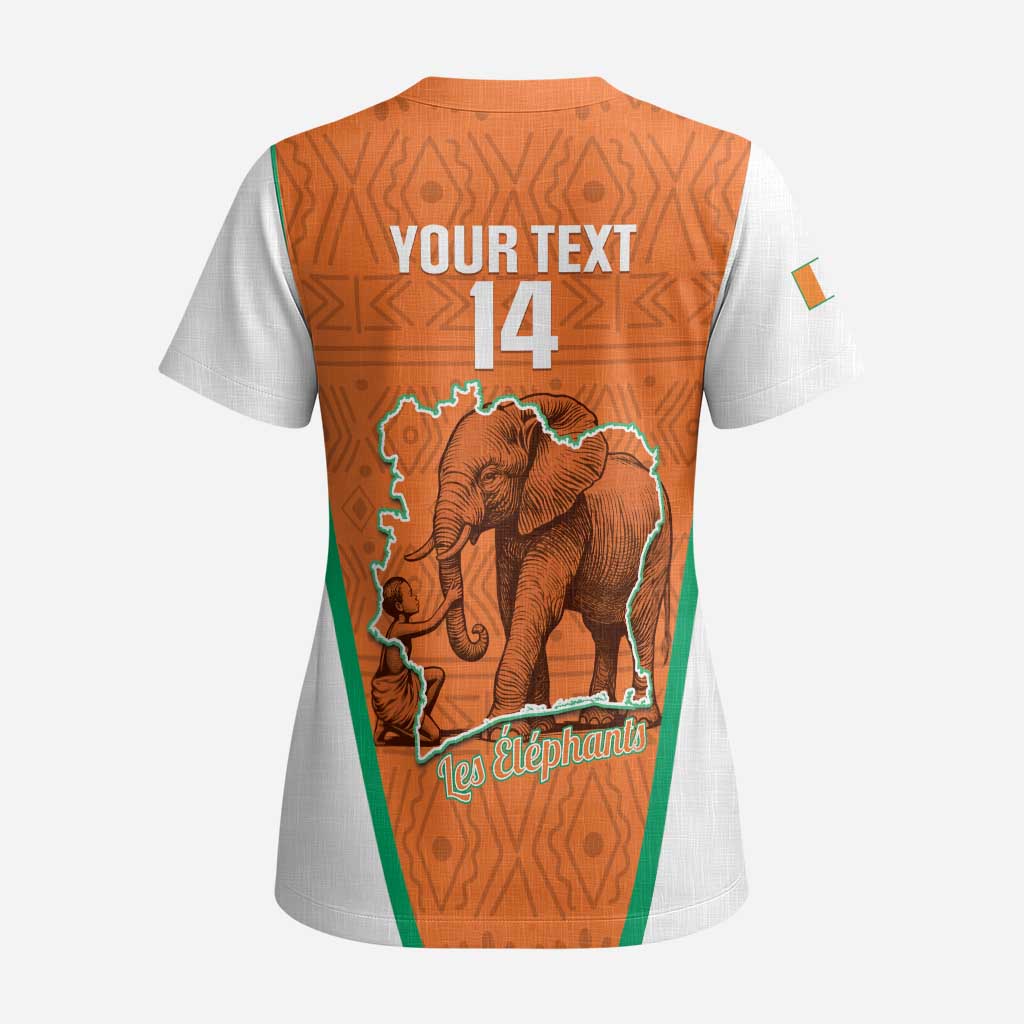 Custom Ivory Coast Football Scrub Top 2026 Cote d'Ivoire Les Elephants Orange Version - Wonder Print Shop