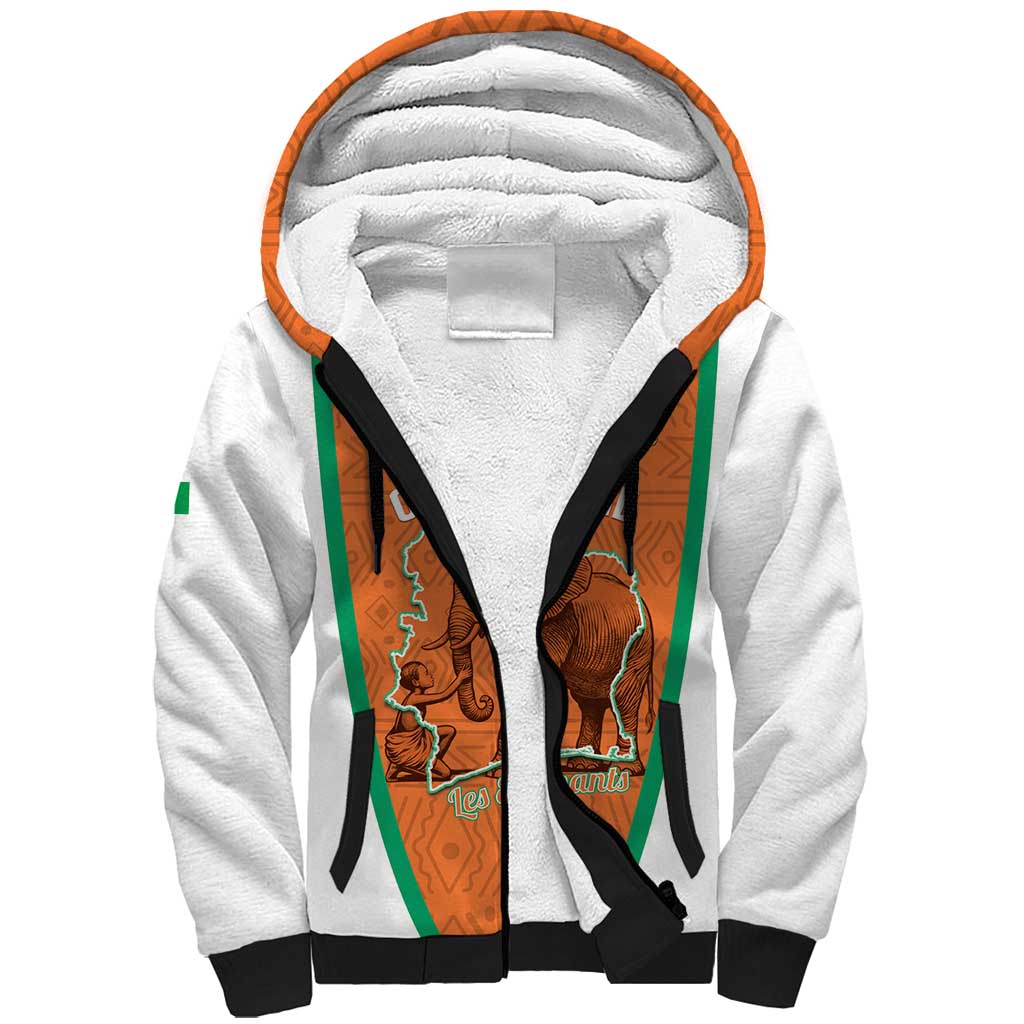 Custom Ivory Coast Football Sherpa Hoodie 2026 Cote d'Ivoire Les Elephants Orange Version - Wonder Print Shop