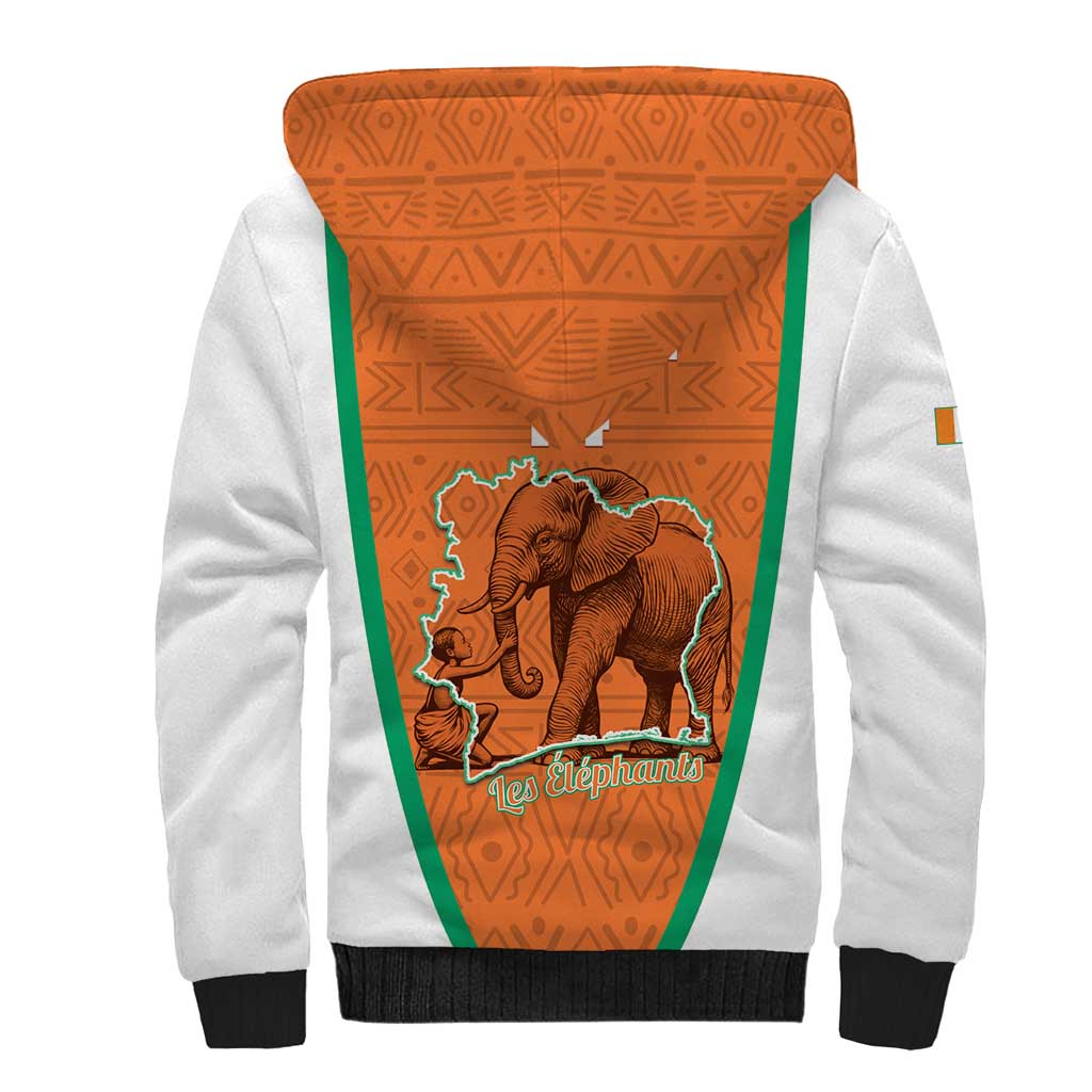 Custom Ivory Coast Football Sherpa Hoodie 2026 Cote d'Ivoire Les Elephants Orange Version - Wonder Print Shop