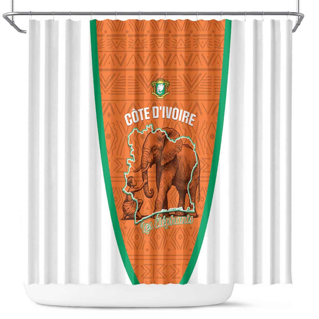 Ivory Coast Football Shower Curtain 2026 Cote d'Ivoire Les Elephants Orange Version - Wonder Print Shop