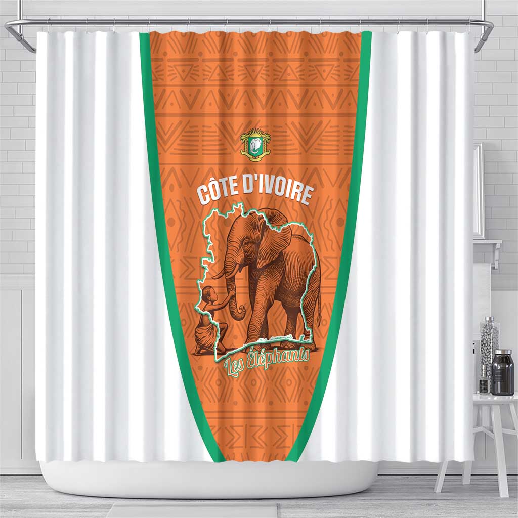 Ivory Coast Football Shower Curtain 2026 Cote d'Ivoire Les Elephants Orange Version - Wonder Print Shop