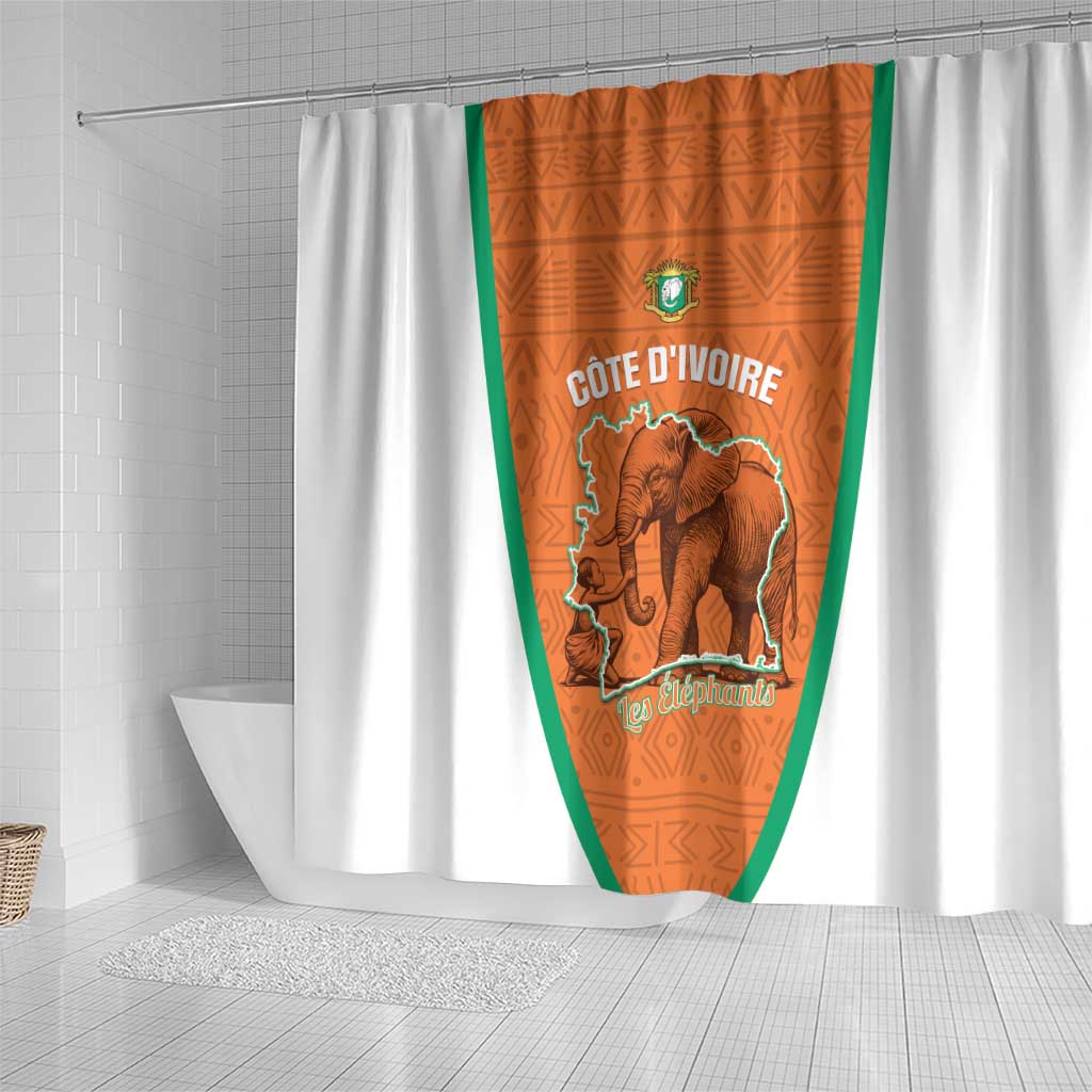 Ivory Coast Football Shower Curtain 2026 Cote d'Ivoire Les Elephants Orange Version - Wonder Print Shop