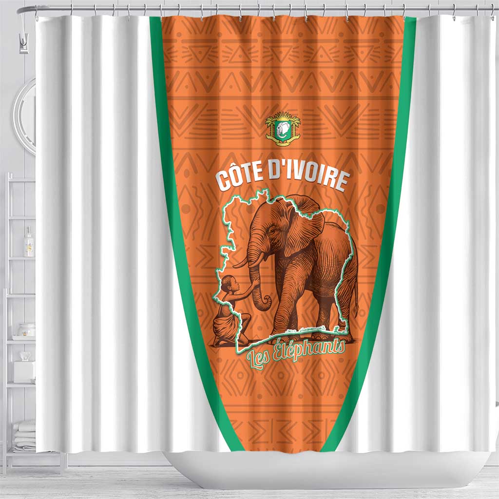 Ivory Coast Football Shower Curtain 2026 Cote d'Ivoire Les Elephants Orange Version - Wonder Print Shop