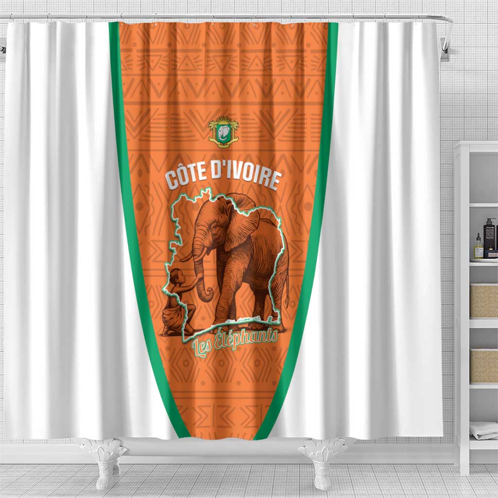 Ivory Coast Football Shower Curtain 2026 Cote d'Ivoire Les Elephants Orange Version - Wonder Print Shop