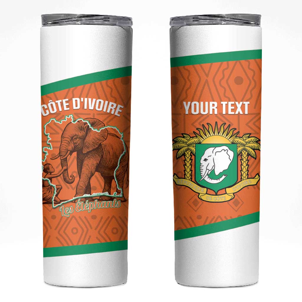 Custom Ivory Coast Football Skinny Tumbler 2026 Cote d'Ivoire Les Elephants Orange Version - Wonder Print Shop
