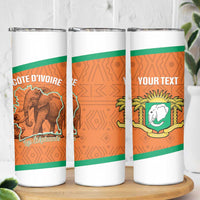 Custom Ivory Coast Football Skinny Tumbler 2026 Cote d'Ivoire Les Elephants Orange Version - Wonder Print Shop