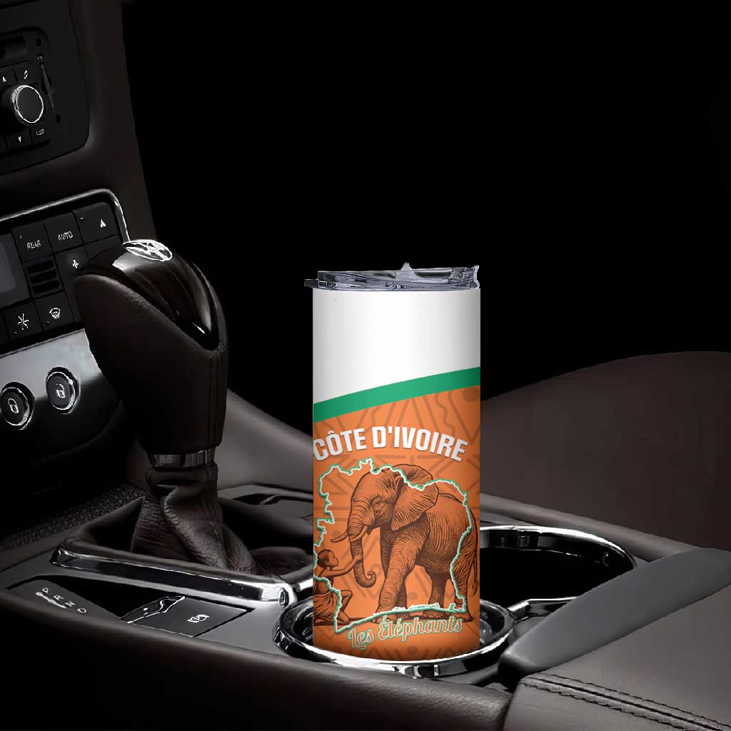 Custom Ivory Coast Football Skinny Tumbler 2026 Cote d'Ivoire Les Elephants Orange Version - Wonder Print Shop