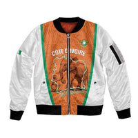 Custom Ivory Coast Football Sleeve Zip Bomber Jacket 2026 Cote d'Ivoire Les Elephants Orange Version - Wonder Print Shop