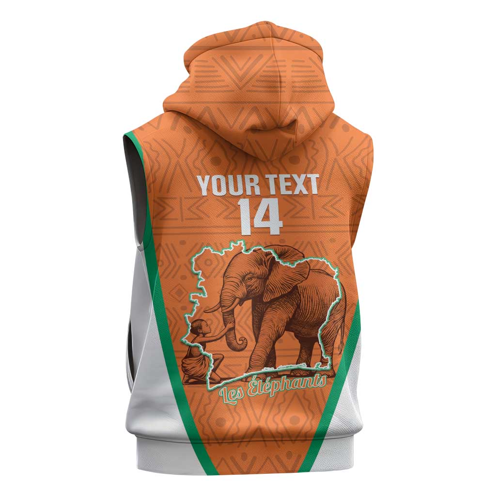 Custom Ivory Coast Football Sleeveless Hoodie 2026 Cote d'Ivoire Les Elephants Orange Version - Wonder Print Shop