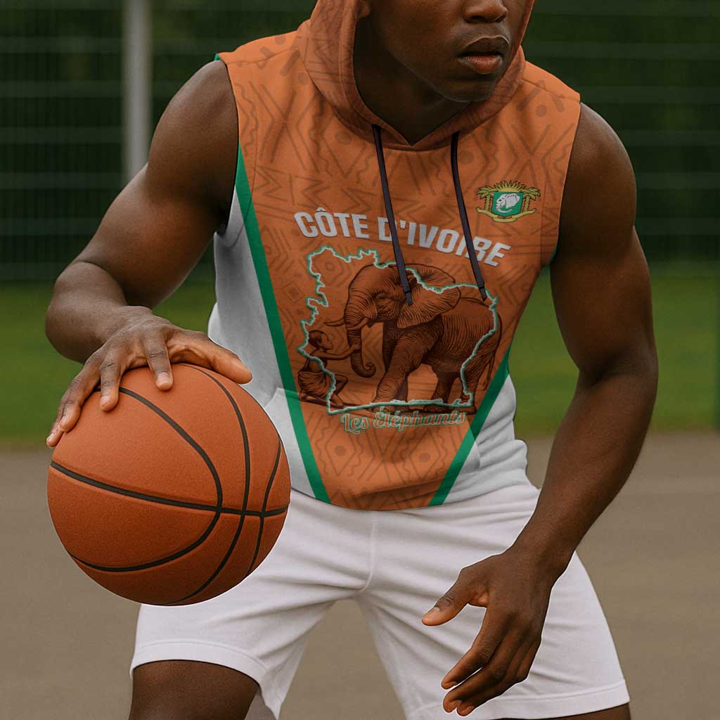 Custom Ivory Coast Football Sleeveless Hoodie 2026 Cote d'Ivoire Les Elephants Orange Version - Wonder Print Shop