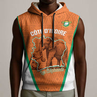 Custom Ivory Coast Football Sleeveless Hoodie 2026 Cote d'Ivoire Les Elephants Orange Version - Wonder Print Shop