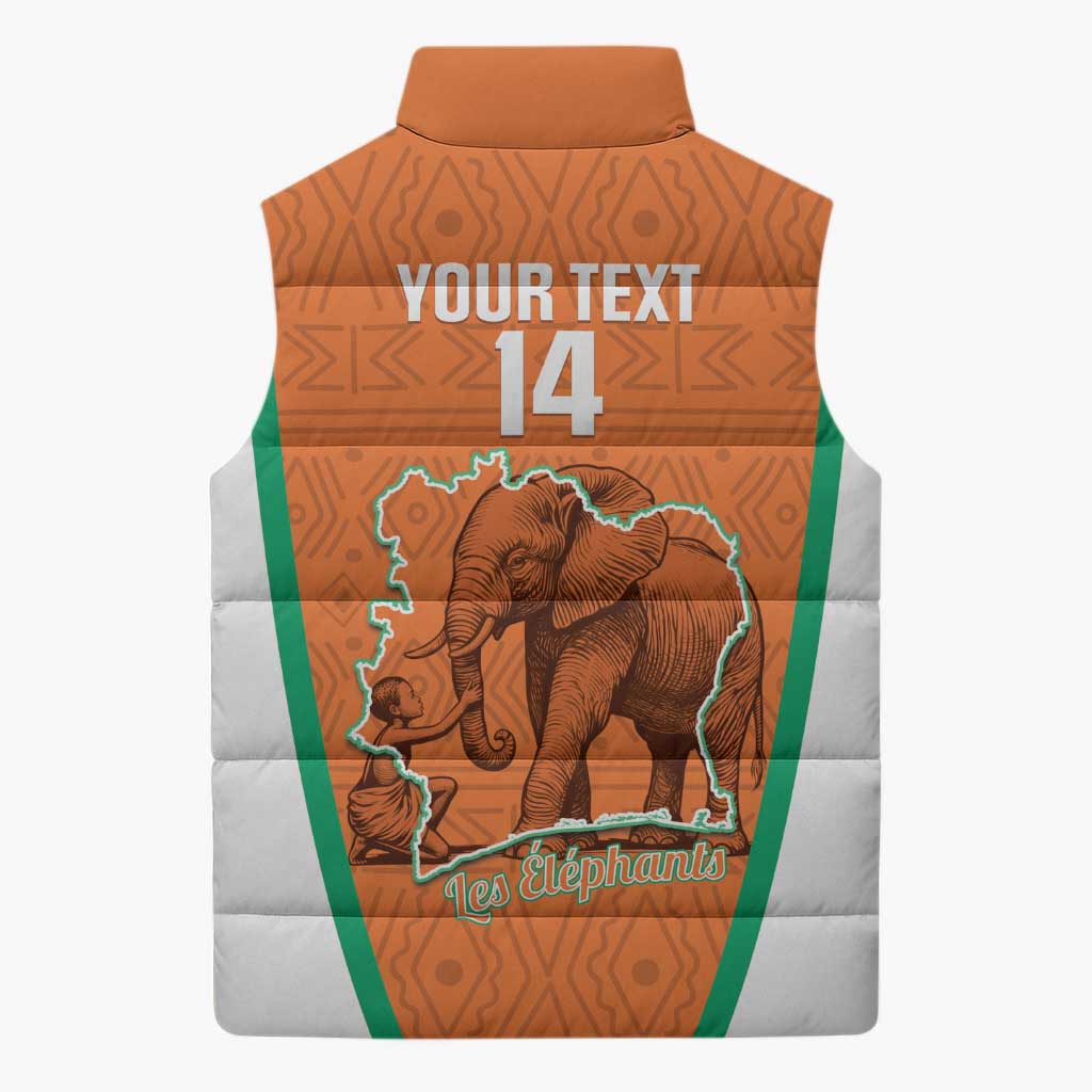 Custom Ivory Coast Football Sleeveless Puffer Jacket 2026 Cote d'Ivoire Les Elephants Orange Version - Wonder Print Shop