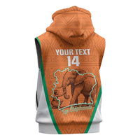Custom Ivory Coast Football Sleeveless Zip Hoodie 2026 Cote d'Ivoire Les Elephants Orange Version - Wonder Print Shop