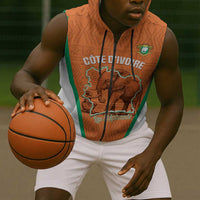 Custom Ivory Coast Football Sleeveless Zip Hoodie 2026 Cote d'Ivoire Les Elephants Orange Version - Wonder Print Shop