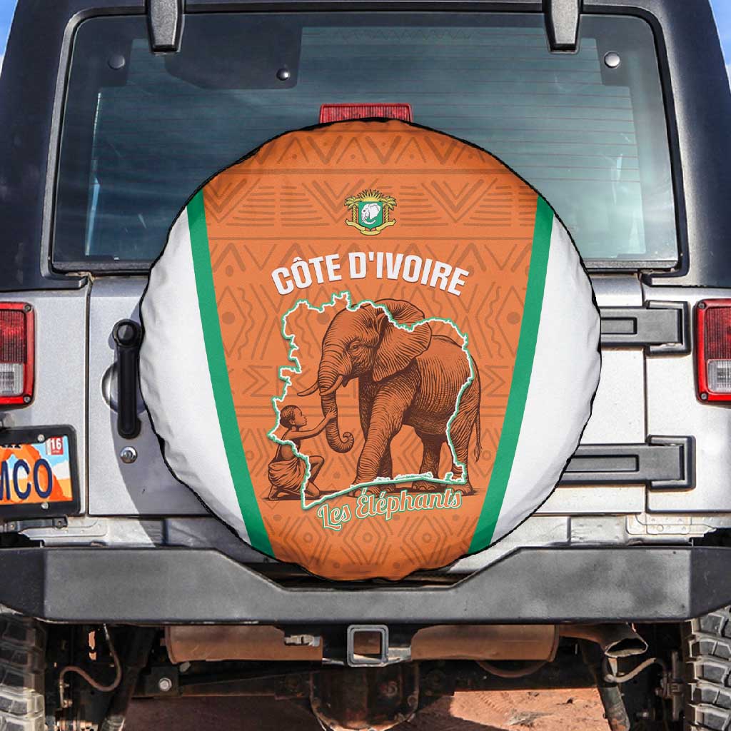 Ivory Coast Football Spare Tire Cover 2026 Cote d'Ivoire Les Elephants Orange Version - Wonder Print Shop
