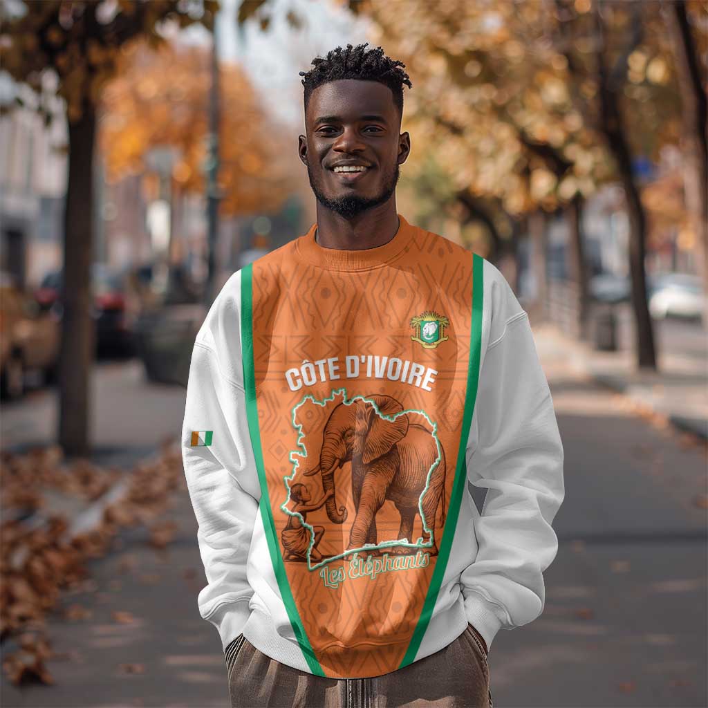 Custom Ivory Coast Football Sweatshirt 2026 Cote d'Ivoire Les Elephants Orange Version - Wonder Print Shop
