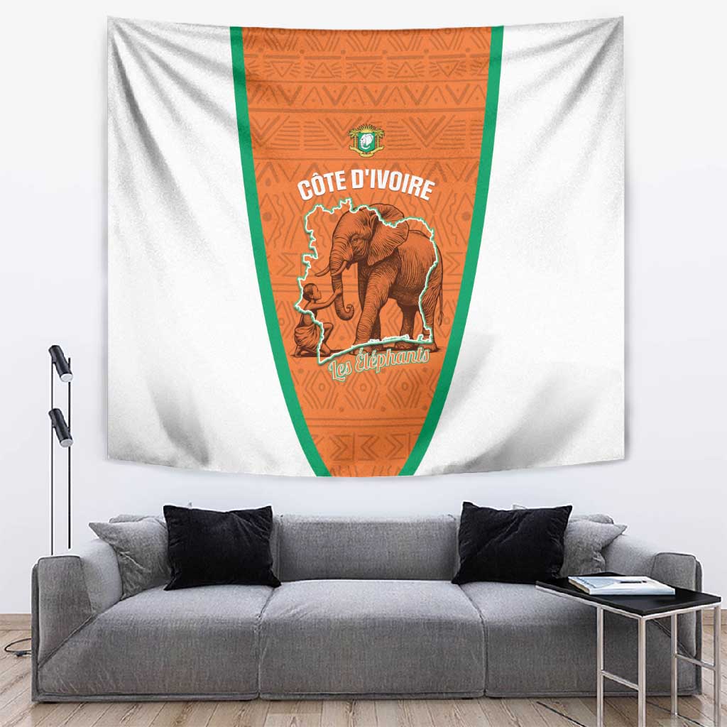 Ivory Coast Football Tapestry 2026 Cote d'Ivoire Les Elephants Orange Version - Wonder Print Shop