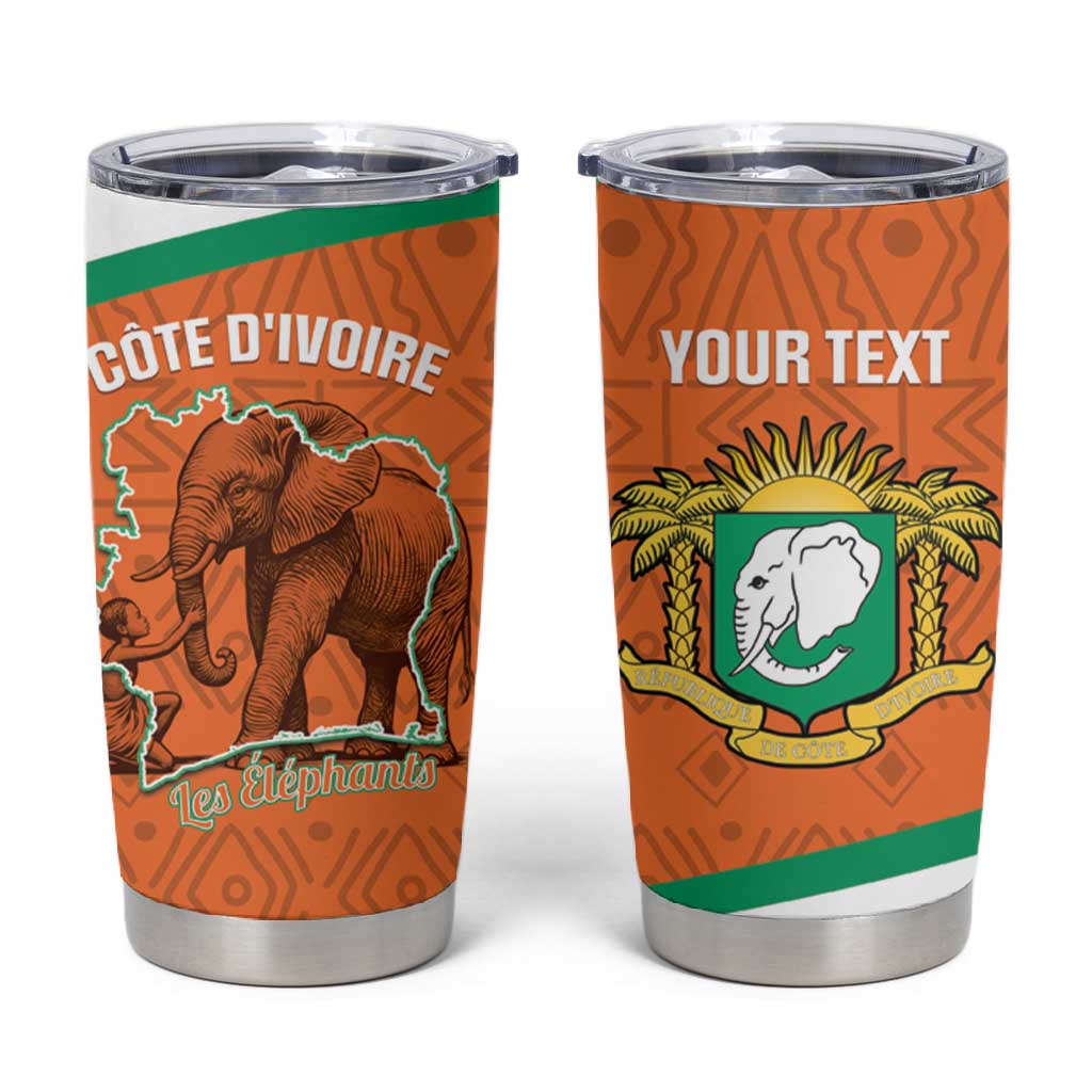 Custom Ivory Coast Football Tumbler Cup 2026 Cote d'Ivoire Les Elephants Orange Version - Wonder Print Shop
