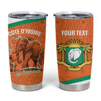 Custom Ivory Coast Football Tumbler Cup 2026 Cote d'Ivoire Les Elephants Orange Version - Wonder Print Shop