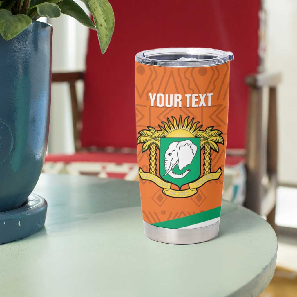 Custom Ivory Coast Football Tumbler Cup 2026 Cote d'Ivoire Les Elephants Orange Version - Wonder Print Shop