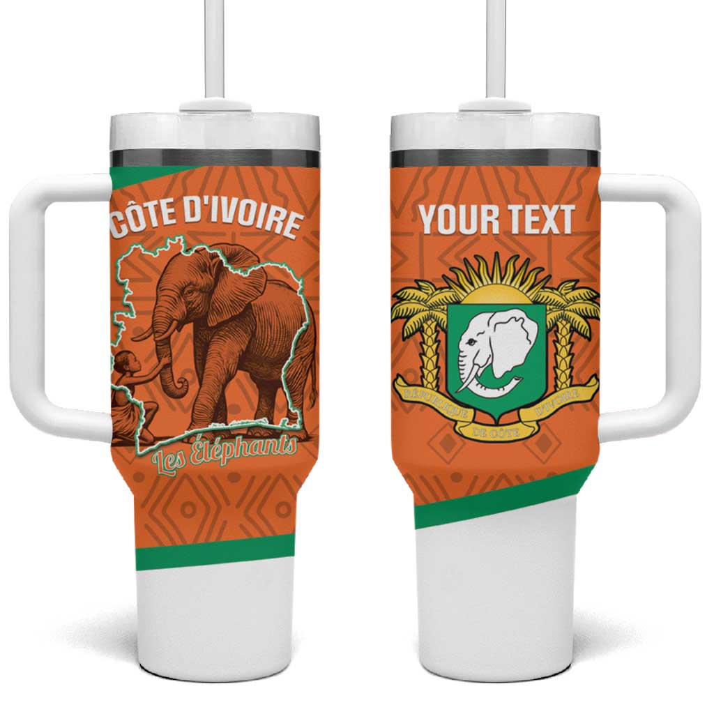 Custom Ivory Coast Football Tumbler With Handle 2026 Cote d'Ivoire Les Elephants Orange Version - Wonder Print Shop