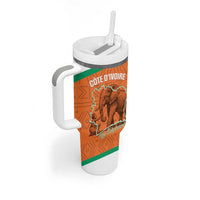 Custom Ivory Coast Football Tumbler With Handle 2026 Cote d'Ivoire Les Elephants Orange Version - Wonder Print Shop