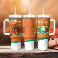Custom Ivory Coast Football Tumbler With Handle 2026 Cote d'Ivoire Les Elephants Orange Version - Wonder Print Shop