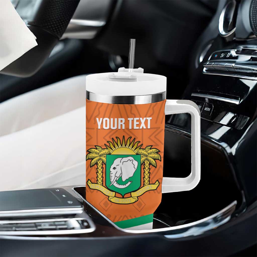 Custom Ivory Coast Football Tumbler With Handle 2026 Cote d'Ivoire Les Elephants Orange Version - Wonder Print Shop