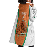 Custom Ivory Coast Football Wearable Blanket Hoodie 2026 Cote d'Ivoire Les Elephants Orange Version - Wonder Print Shop