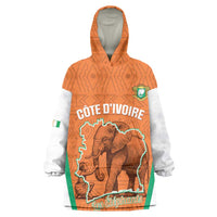 Custom Ivory Coast Football Wearable Blanket Hoodie 2026 Cote d'Ivoire Les Elephants Orange Version - Wonder Print Shop